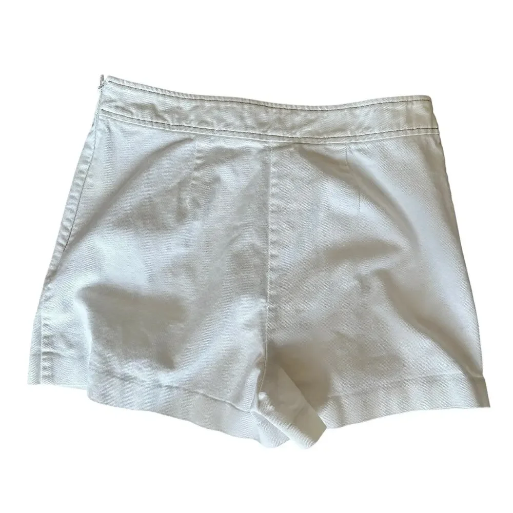 Derek Lam White Denim Skort Short SIZE 10 Nautical Belted Preppy Jean Skirt $260 - Picture 10 of 11